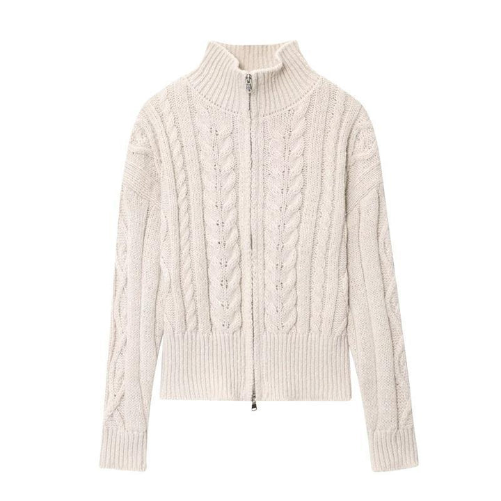 Damen Strickjacke mit hohem Kragen und Reißverschluss Drune