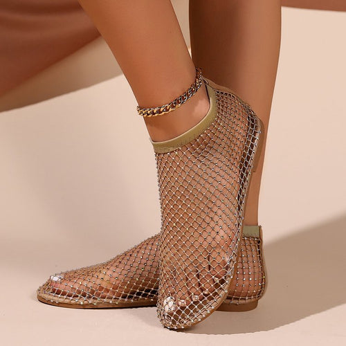 Damen Modische Mesh Stiefeletten Drune