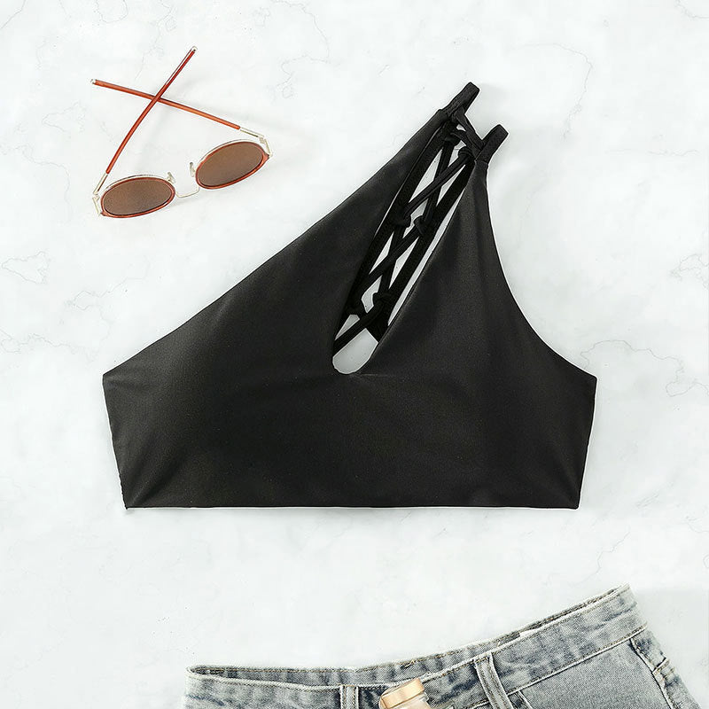 Damen Einseitiger Bikini-Top mit kreativem Schnitt Drune