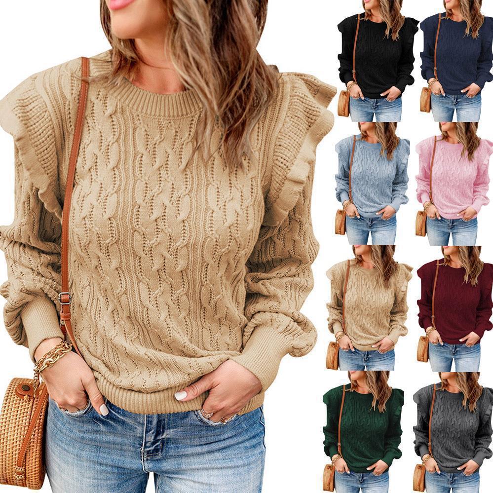 Damen Strickpullover mit Rüschendetails und strukturiertem Design Drune