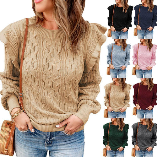 Damen Strickpullover mit Rüschendetails und strukturiertem Design Drune