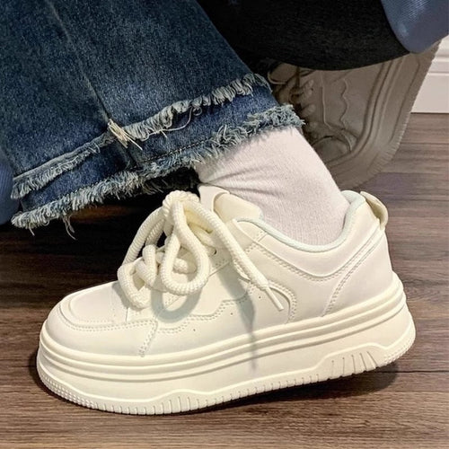 Damen Komfortable Sneaker mit dicker Gummisohle und atmungsaktivem Obermaterial Drune