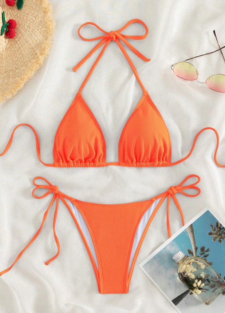Damen Triangel-Bikini mit verstellbaren Bindebändern und hoher Beinausschnitt Drune
