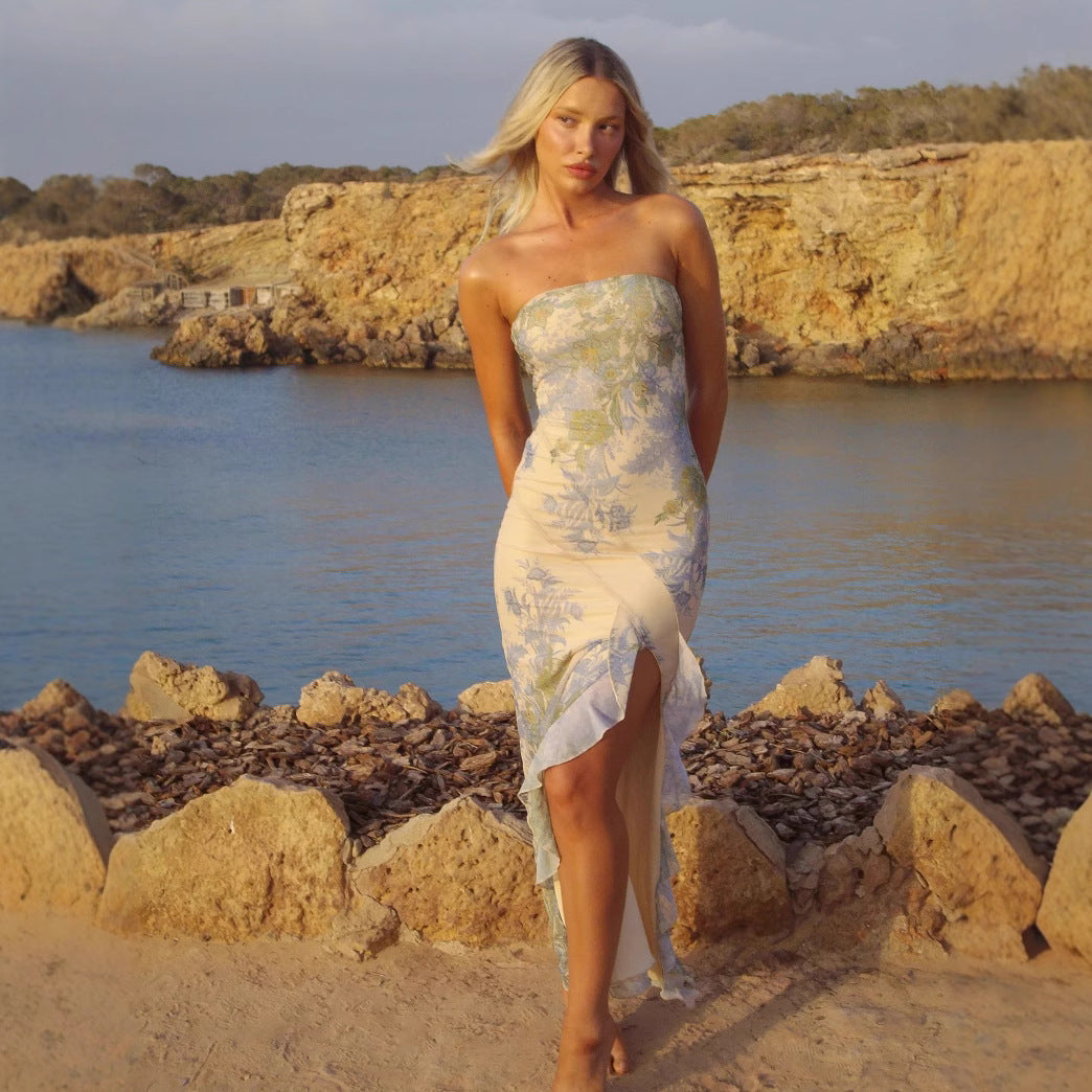 Damen Sommerliches Strandkleid mit elegantem seitlichem Schlitz Drune