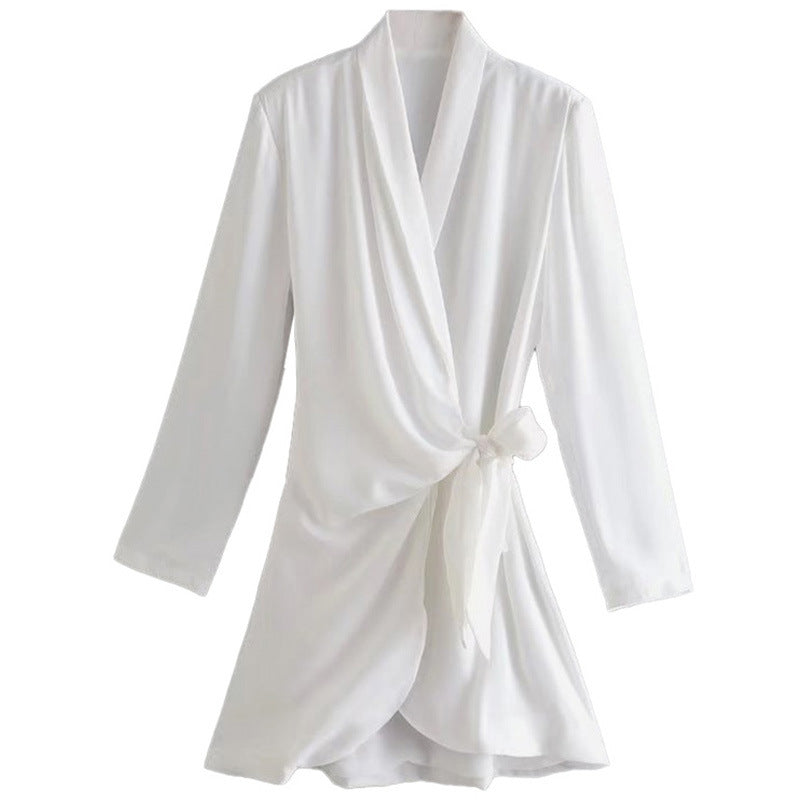 Damen eleganter Wickelblazer mit modischem Schnitt und taillierbarem Gürtel Drune