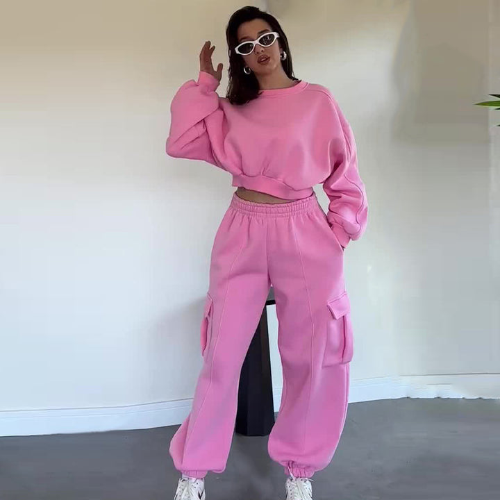 Damen lässiges Sweat-Outfit mit weitem Schnitt Drune