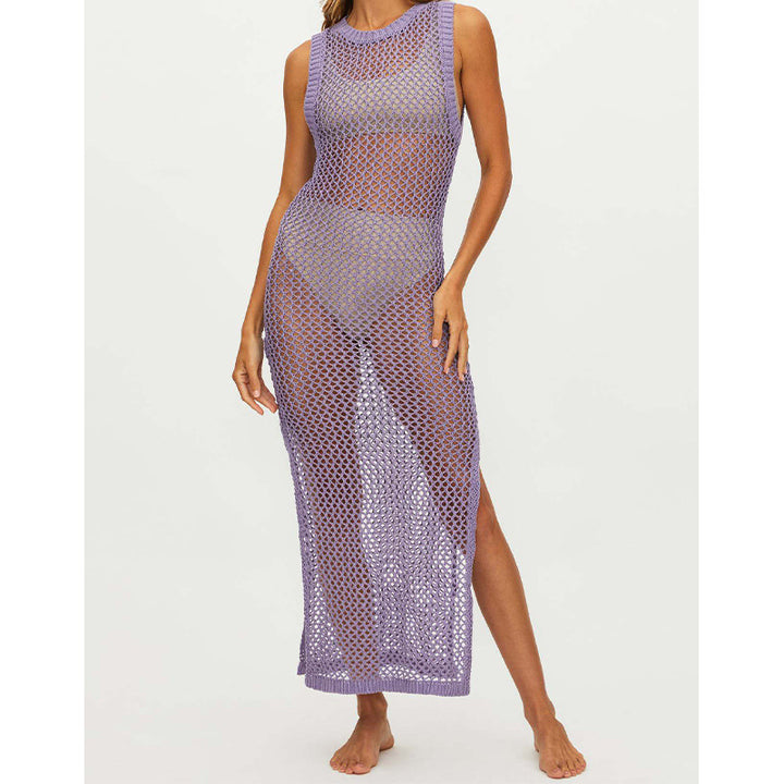 Damen Netz Strandkleid mit hohem Schlitz und sportlichem Schnitt Drune