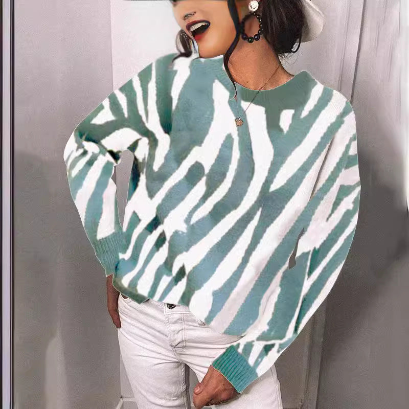 Damen Strickpullover mit modernem Streifenmuster und lässigem Schnitt Drune