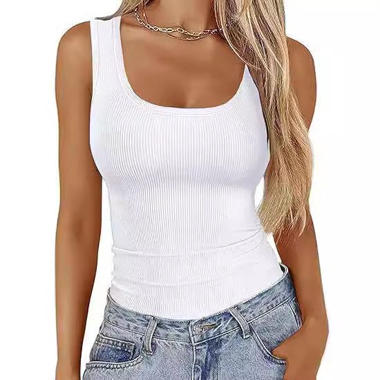 Damen Körperbetontes Oberteil mit breiten Trägern und geripptem Design Drune
