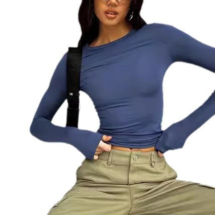 Damen Fashion Langarmoberteil mit asymmetrischem Schnitt und weichen Ärmeln Drune