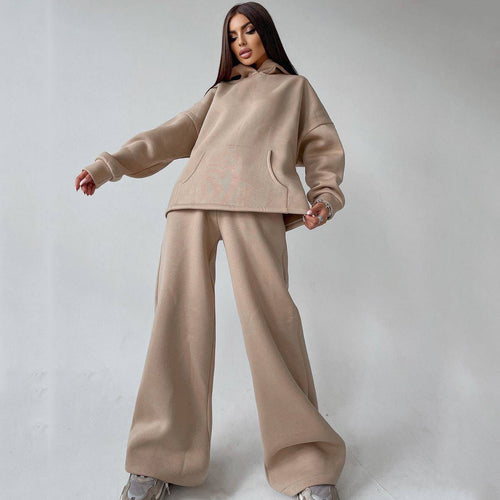 Damen nan weiches Oversize Hoodie mit weitem Schlag Jogginghose Set Drune