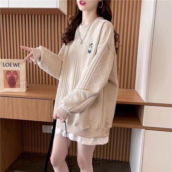 Damen Kuscheliger Strickpullover mit Zopfmuster Drune