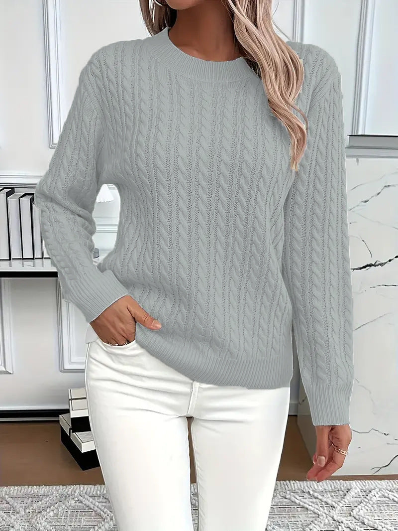 Damen Strickpullover mit elegantem Zopfdesign Drune