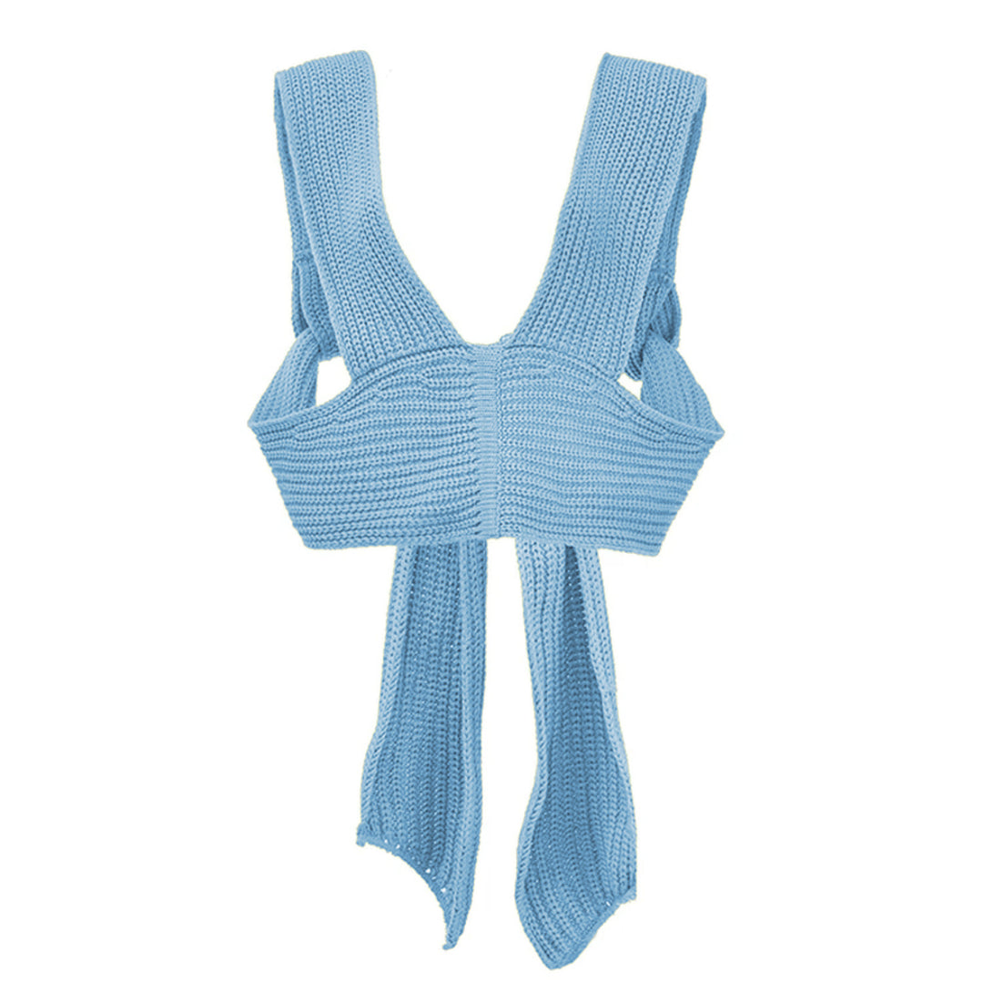 Damen gestricktes Crop-Top mit raffinierten Rückendetails Drune