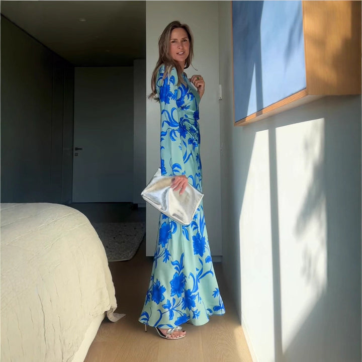 Damen Etuikleid mit asymmetrischem Schnitt und floralen Details Drune