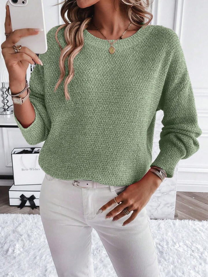 Damen Weicher Feinstrickpullover mit lässigem Rundhalsausschnitt Drune
