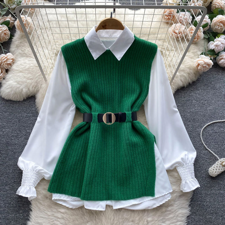 Damen Strickkleid mit eleganter Blusenoptik Drune