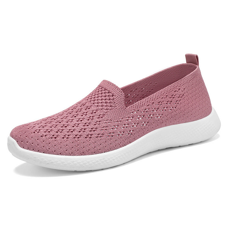 Damen nan nahtloser Strick-Slipper mit perforierter Luftnetzstruktur, ergonomischem Memory-Fußbett und leichter EVA-Dämpfung Drune