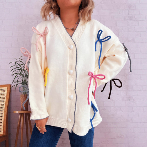 Damen Strickjacke mit bunten Schleifendetails Drune