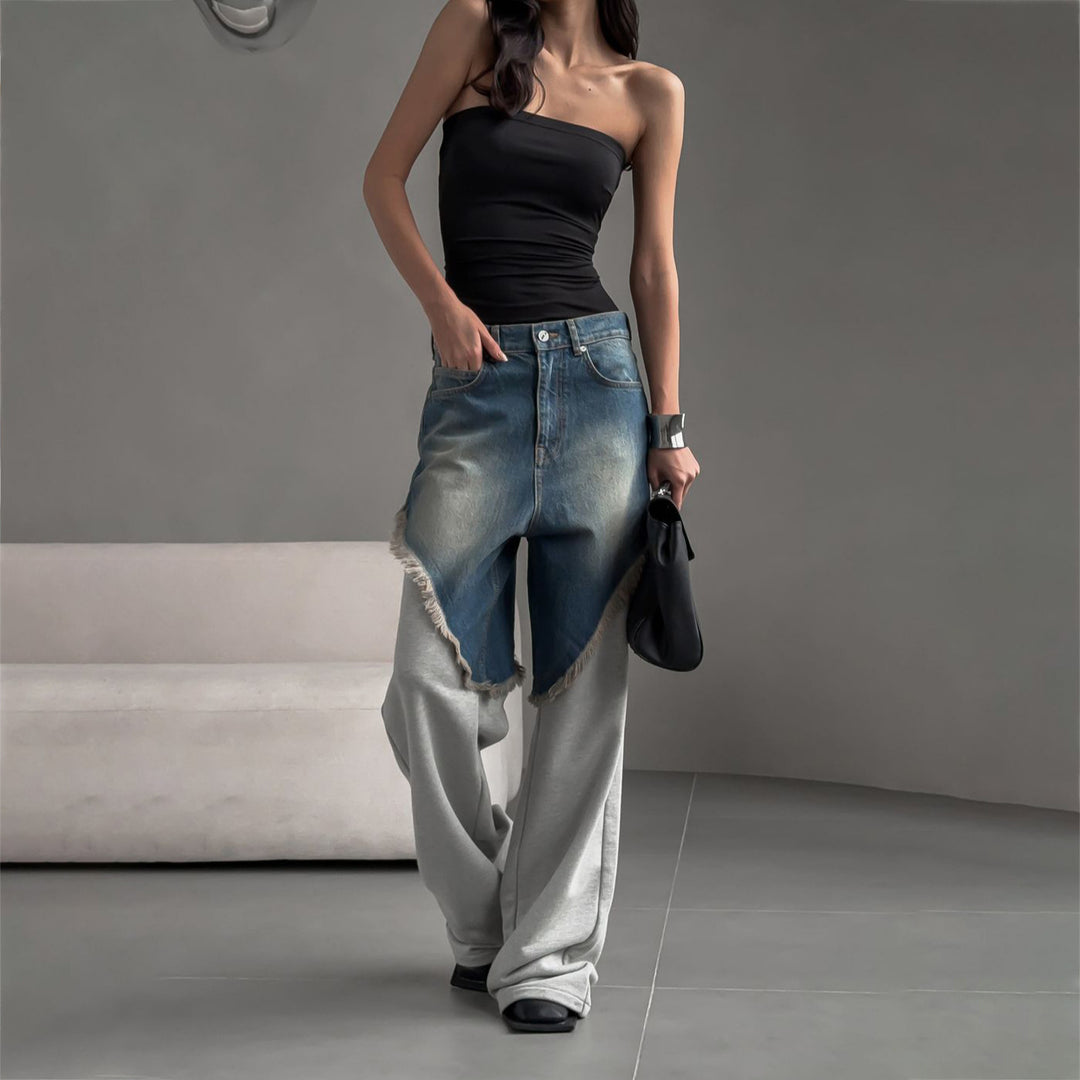 Damen Oversized Jeans mit einzigartigen Fransen-Details und modernem Schnitt Drune