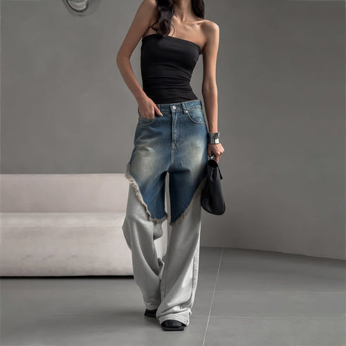 Damen Oversized Jeans mit einzigartigen Fransen-Details und modernem Schnitt Drune