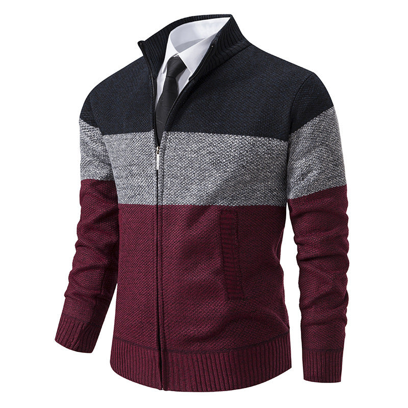 Herren modische Strickjacke mit strukturiertem Farbblockdesign Drune