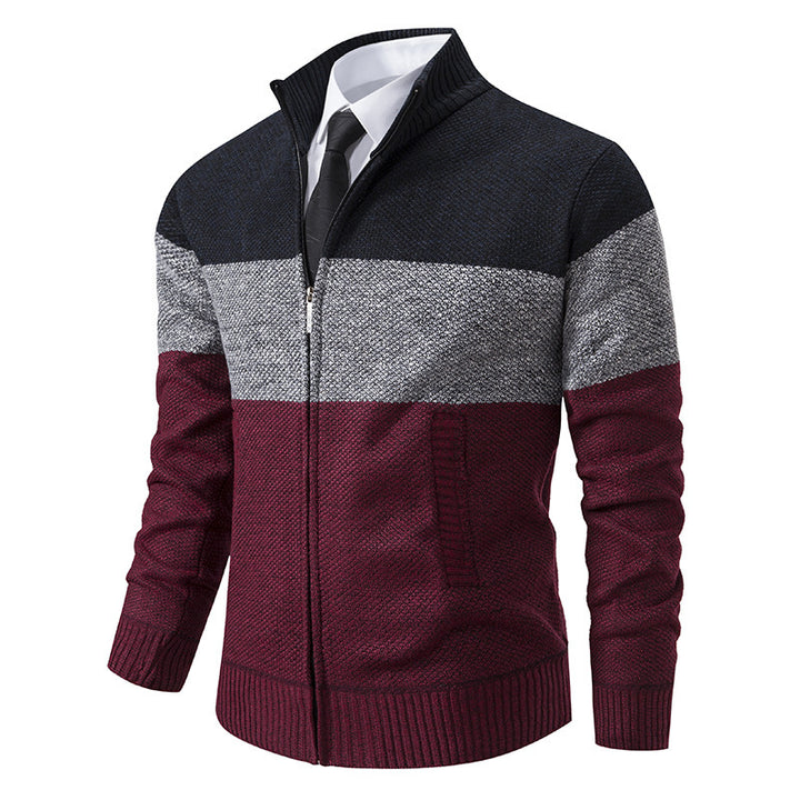 Herren modische Strickjacke mit strukturiertem Farbblockdesign Drune