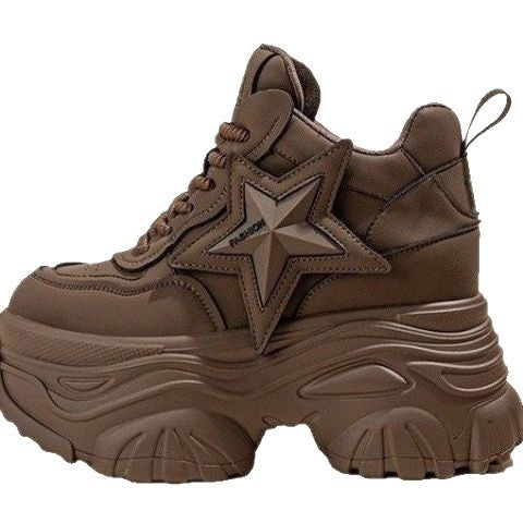 Damen Sportliche Plateau-Sneaker mit markantem Sternapplikation Drune