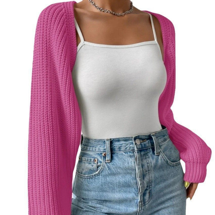 Damen lässiger Strickcardigan mit offener Front und langen Ärmeln Drune