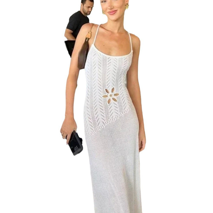 Damen Elegantes Häkel-Maxikleid mit Blumenmuster Drune