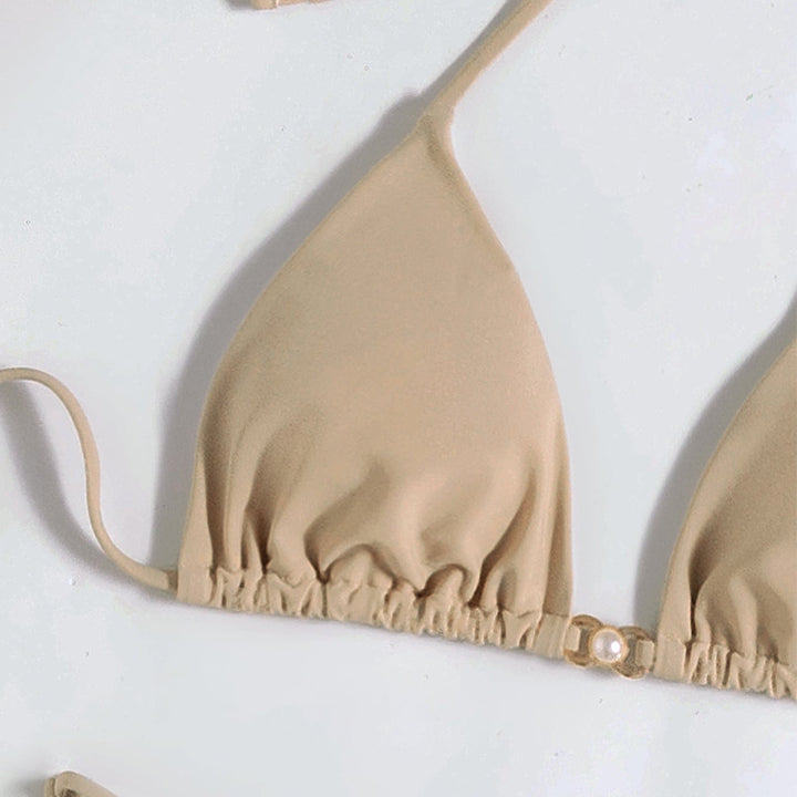 Damen Triangel-Bikini mit verstellbaren Bändern und elastischem Slip Drune