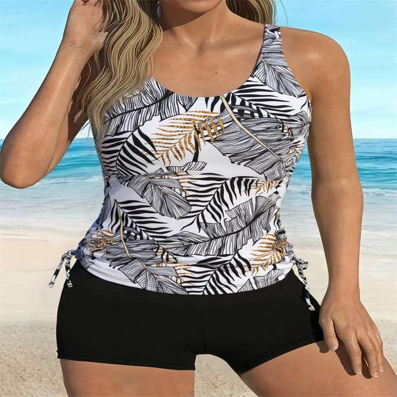 Damen Tankini-Set mit floralem Oberteil und sportlichem Höschen Drune