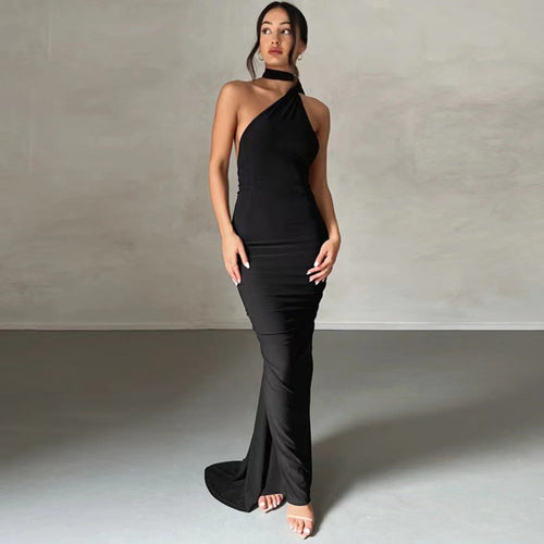 Damen Abendkleid im asymmetrischen Schnitt mit elegantem Schlitz und fließendem Stoff Drune
