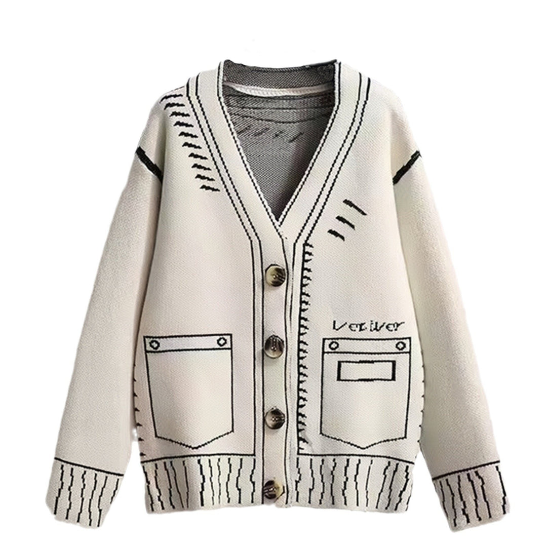 Damen Strickjacke mit kreativem Design und hochwertigen Knöpfen Drune