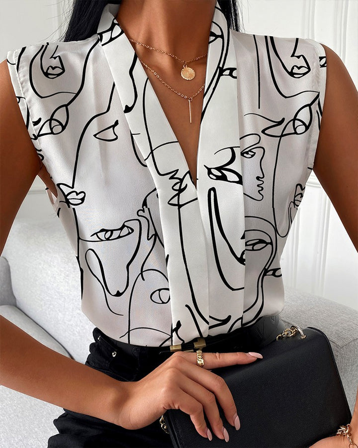 Damen Stilvolle Ärmellose Bluse Drune