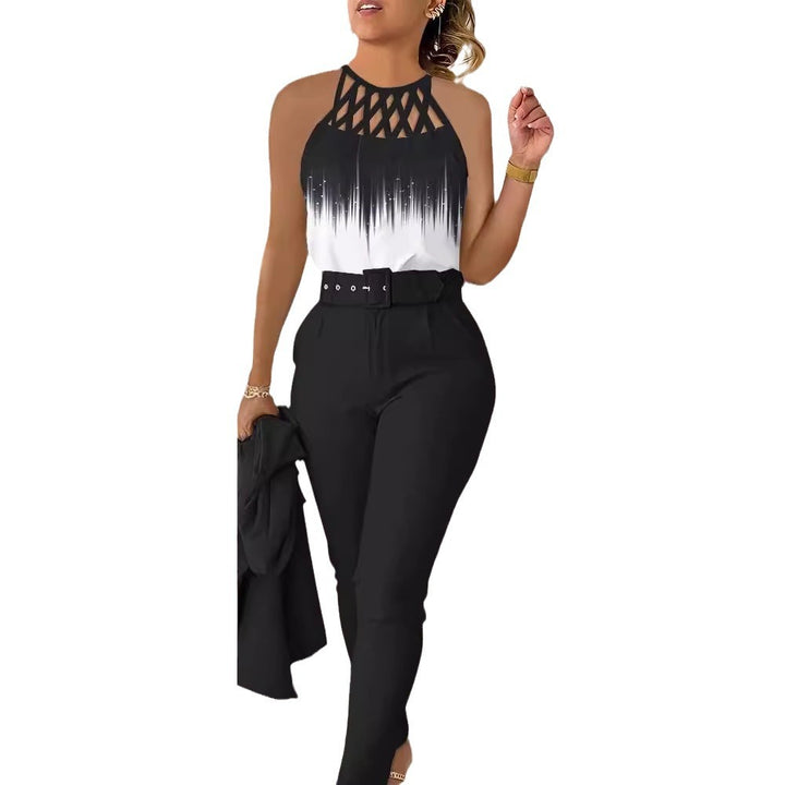 Damen Schicke Bluse mit Netzträgern und eleganter Hose Drune