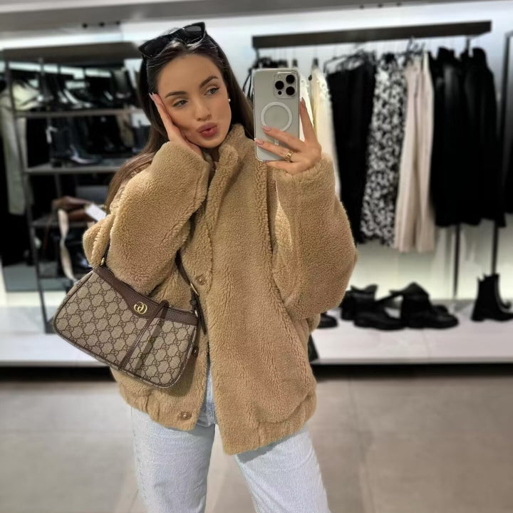 Damen Kuschelige Fleecejacke mit hohem Kragen und praktischen Taschen Drune