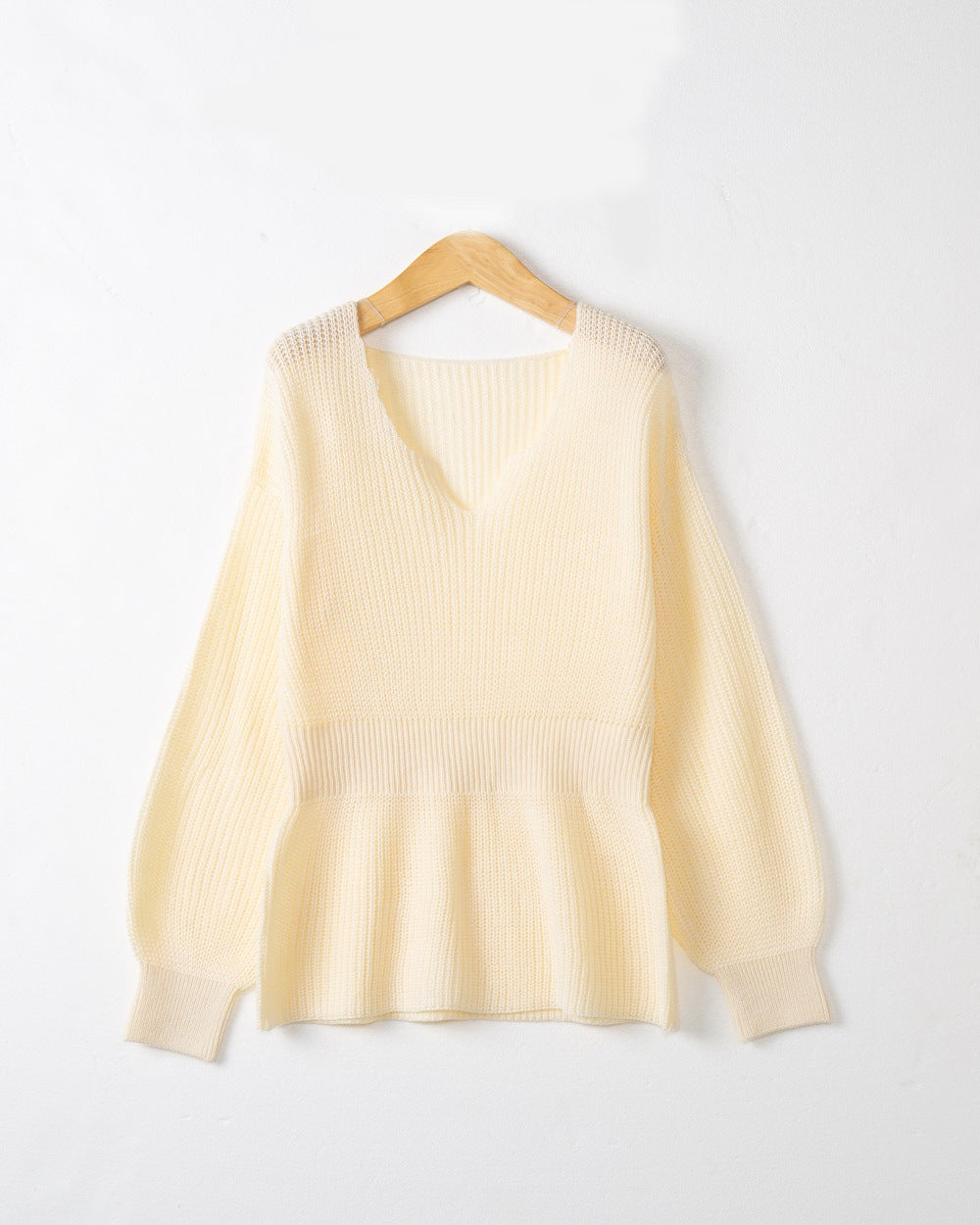 Damen Grobstrickpullover mit tiefem V-Ausschnitt und lässigem Schnitt Drune