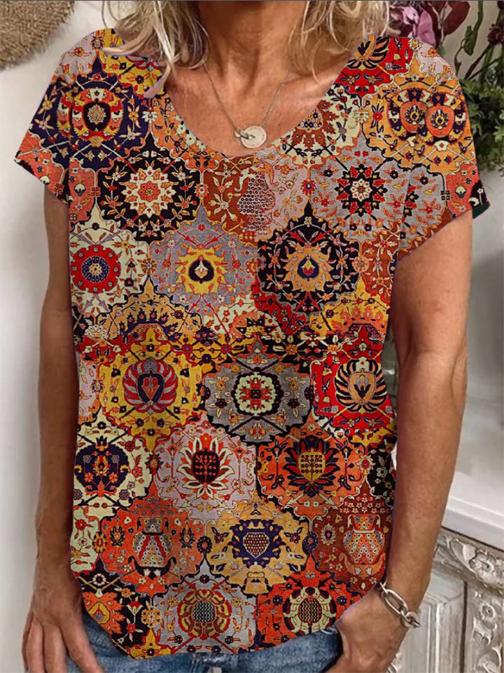Damen T-Shirt mit buntem orientalischen Muster Drune