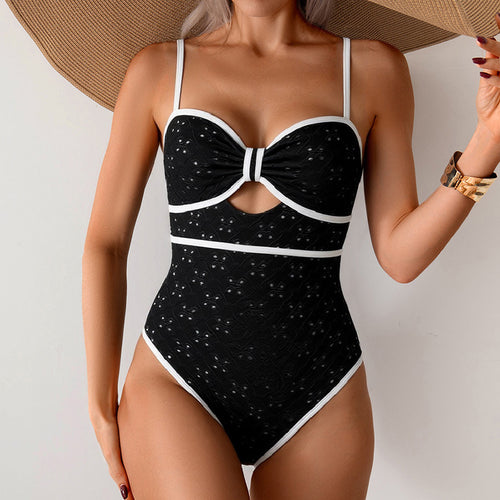 Damen Eleganter Einteiler Badeanzug mit modischem Knotendesign Drune