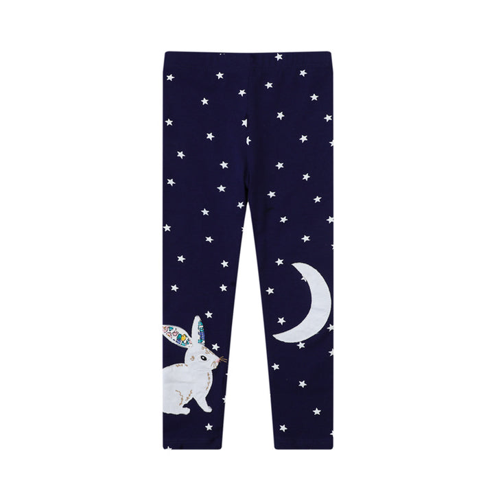 Mädchen Leggings mit verspieltem Hasen- und Sternenmotiv Drune