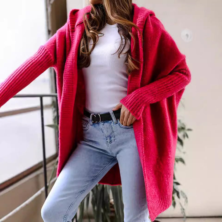 Damen Kuschelige Strickjacke mit Kapuze Drune