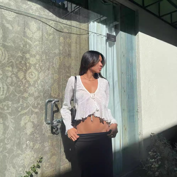 Damen Luftiges Crop-Top mit femininer Schnürung und lässigem Design Drune