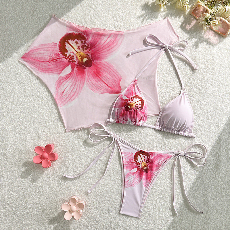 Damen Triangel-Bikini-Set mit floralem Überwurf Drune
