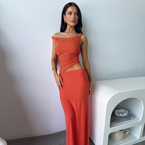 Damen figurbetontes Maxikleid mit asymmetrischem Schnitt und Raffungen Drune