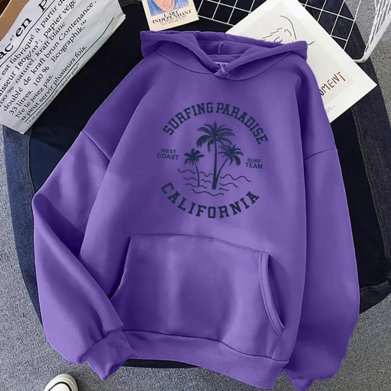 Damen Kapuzenpullover mit lässigem Surf-Motiv und hochwertiger Baumwollmischung Drune