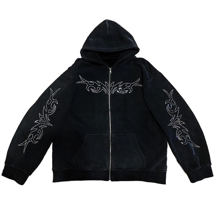 Herren Zip-Up Hoodie mit Tribal Design Drune