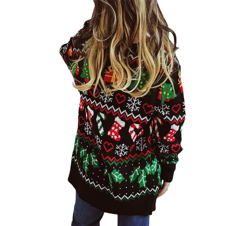 Damen Weihnachts-Strickjacke mit festlichem Design und knöpfbarem Schnitt Drune