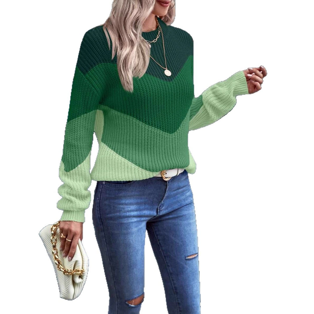 Damen Gemusterter Grobstrickpullover mit modernem Chevron-Design Drune