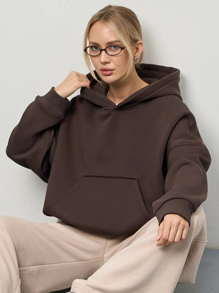 Damen lässiger Oversize-Hoodie mit Kängurutasche und weichem Innenfutter Drune